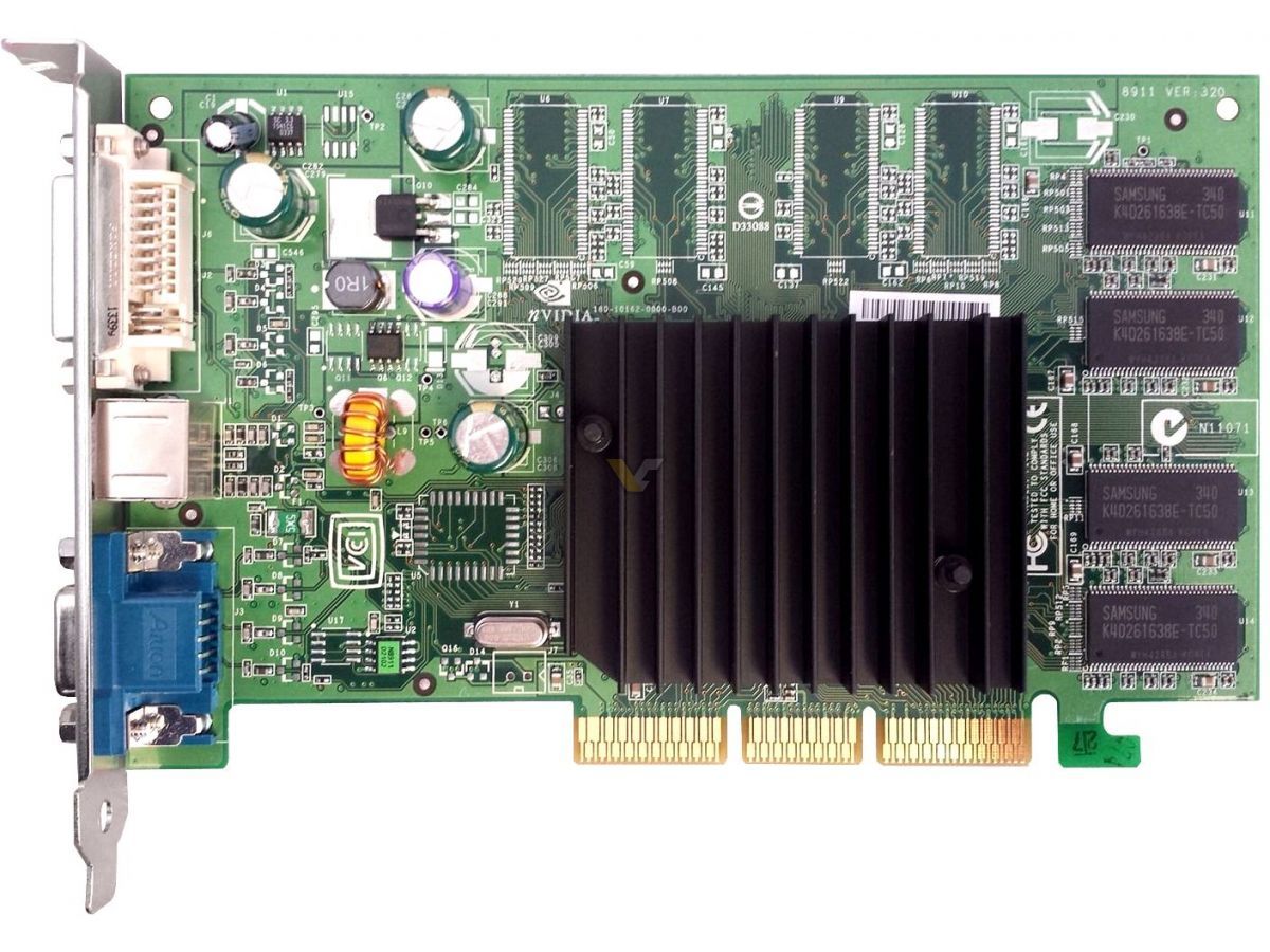 Grafische kaart nVidia GeForce FX5200 128MB DDR AGP 8x DVI VGA S-VIDEO NV34 Board p162-1nz DELL